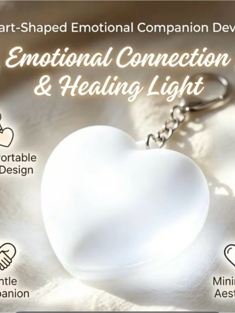 Heart-Shaped LED Purse light- White Glow *NWT